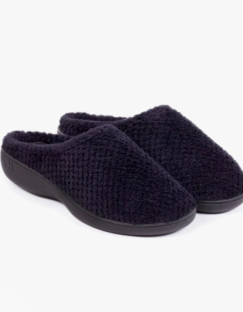 Isotoner POPCORN TERRY Womens Mule Slippers Black