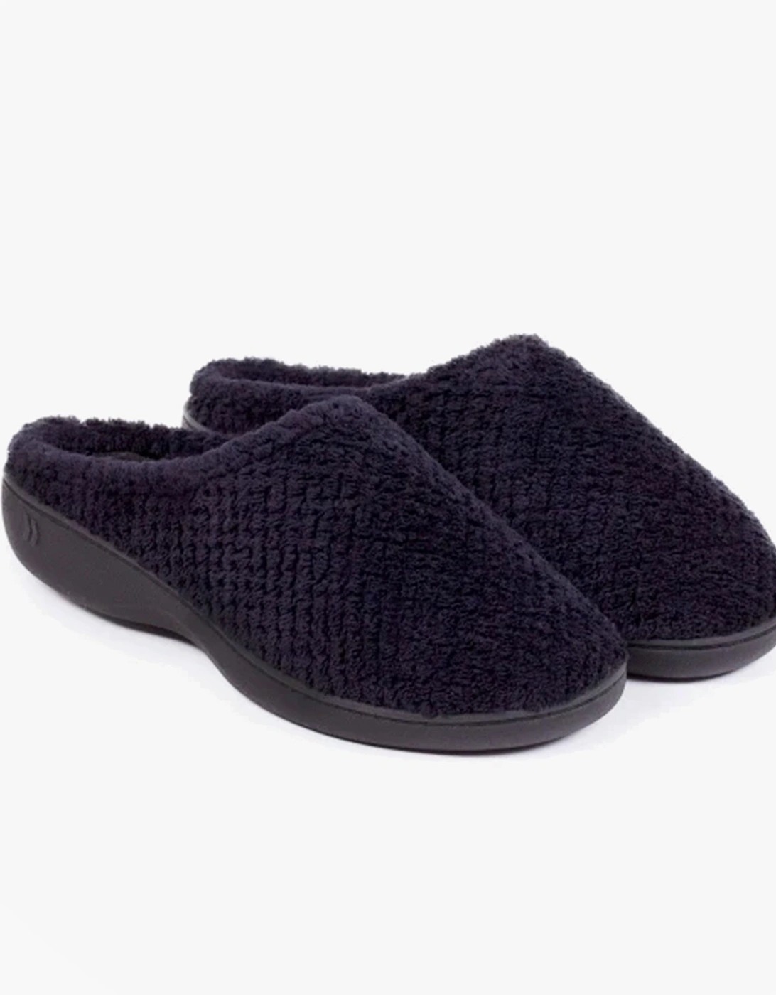 Isotoner POPCORN TERRY Womens Mule Slippers Black