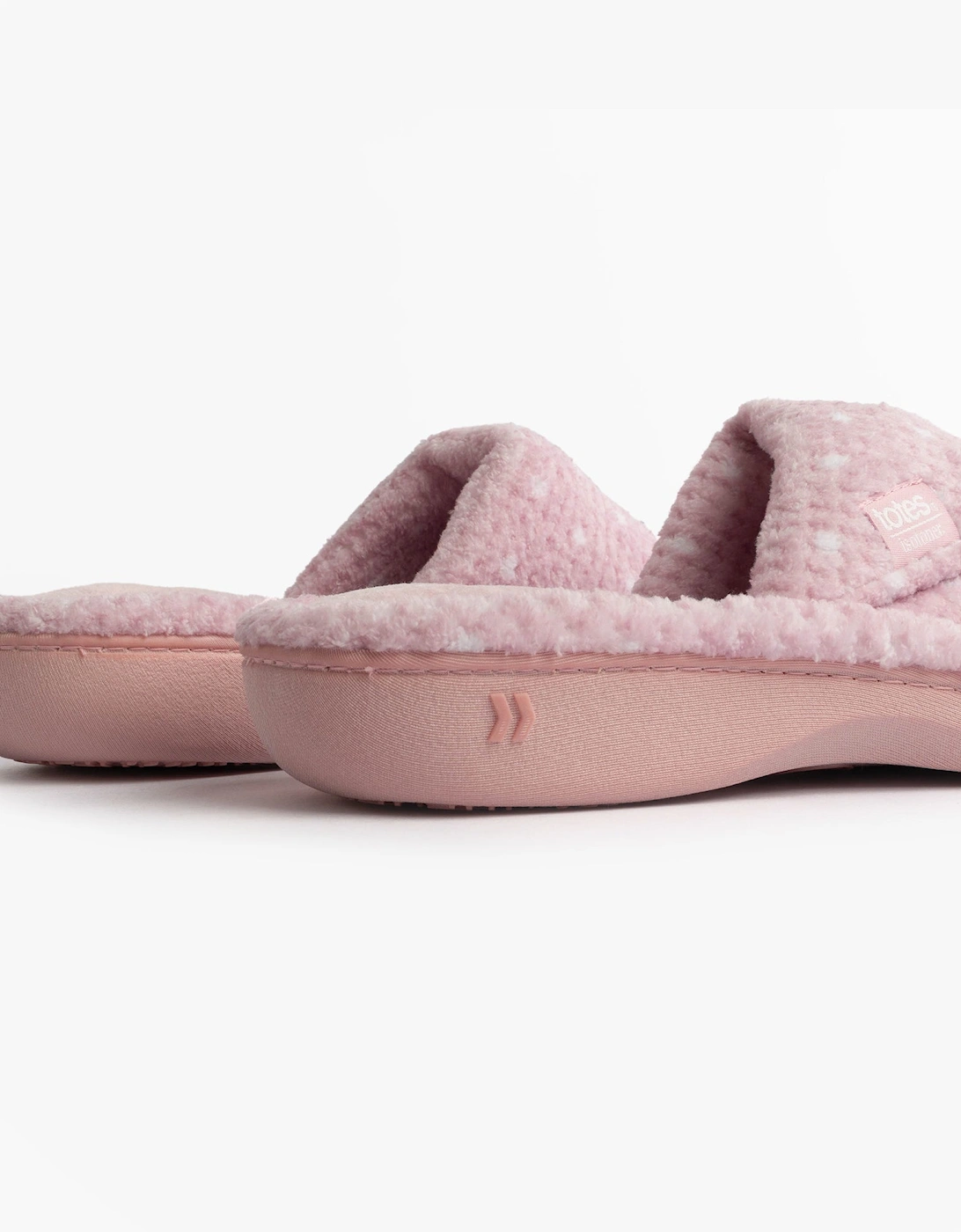 Isotoner POPCORN TURNOVER OPEN TOE Womens Mule Slippers Pink Spot