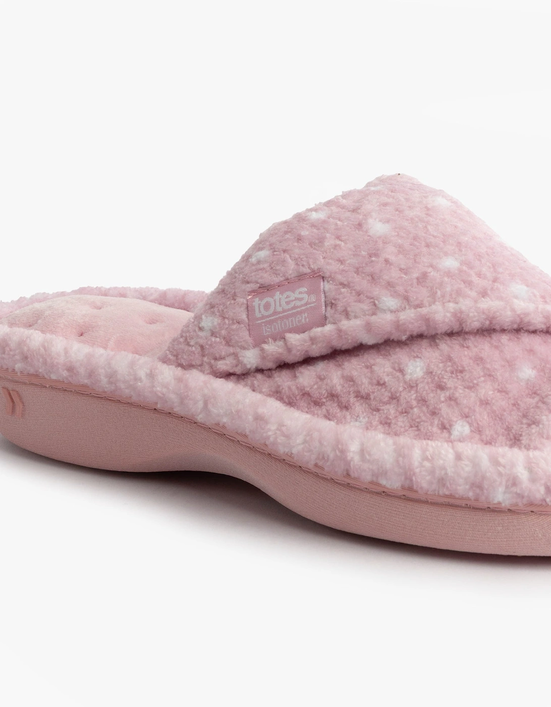 Isotoner POPCORN TURNOVER OPEN TOE Womens Mule Slippers Pink Spot