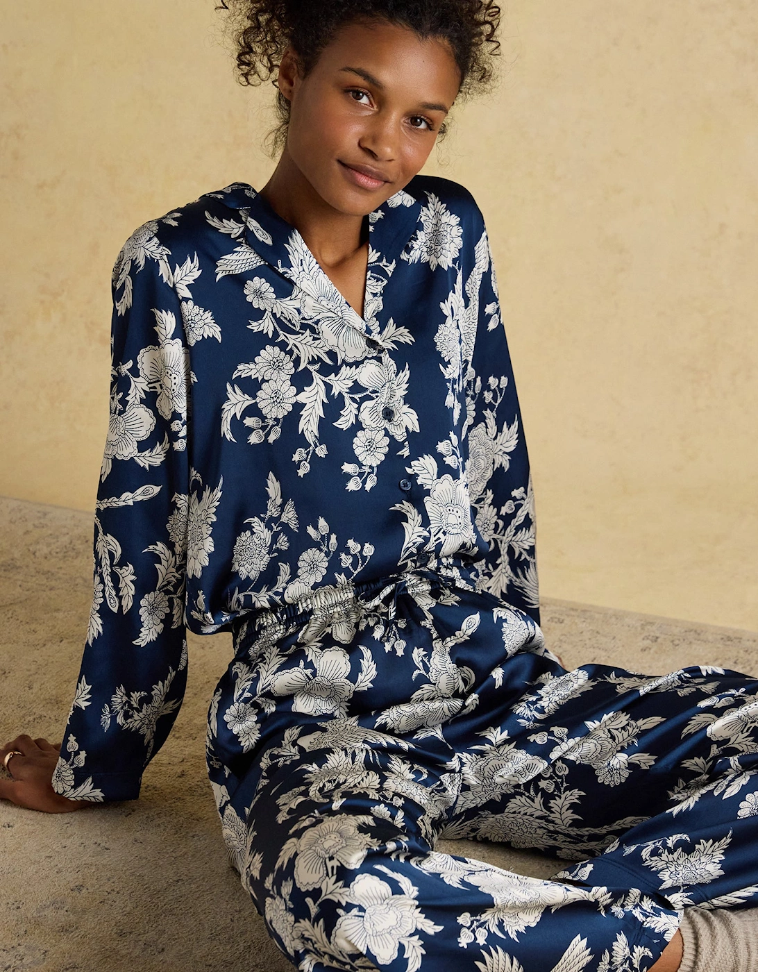 BONNIE Womens Pyjama Set Navy Floral