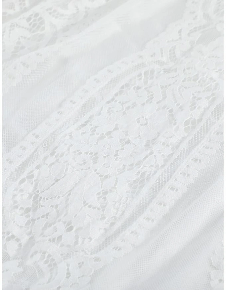 White Blue Fill Your Heart Lace Maxi Dress