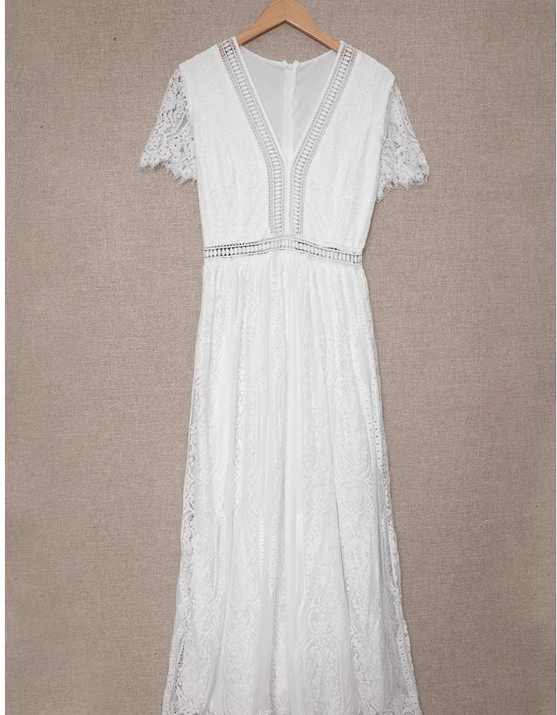 White Blue Fill Your Heart Lace Maxi Dress