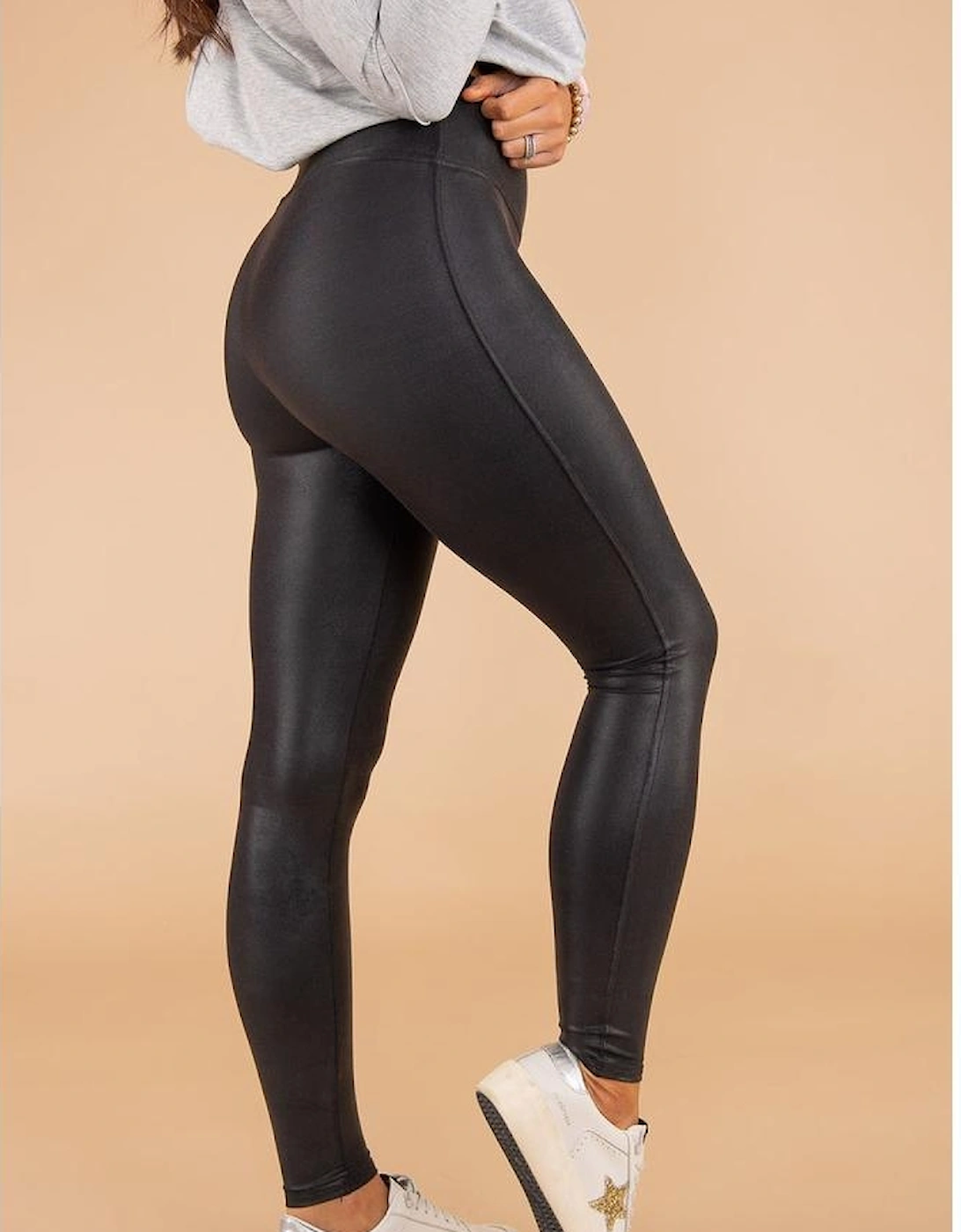 Black Faux Leather Skinny Leggings, 9 of 8