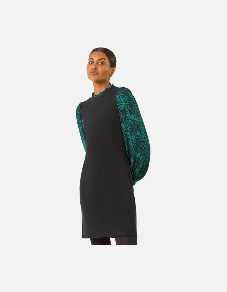 Contrast Print Knitted Dress