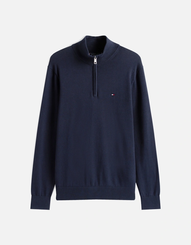 Essential Cotton 1/4 Zip Mock Mens Sweatshirt - Desert Sky