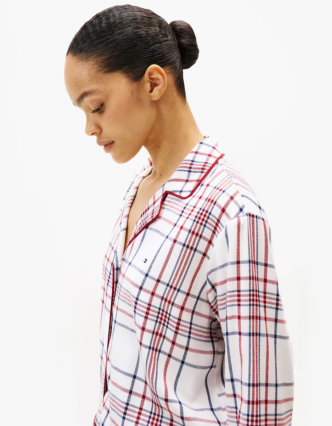 GIFT LS FLNL SHIRT S Womens Pyjama Set City Plaid Ivory Silk