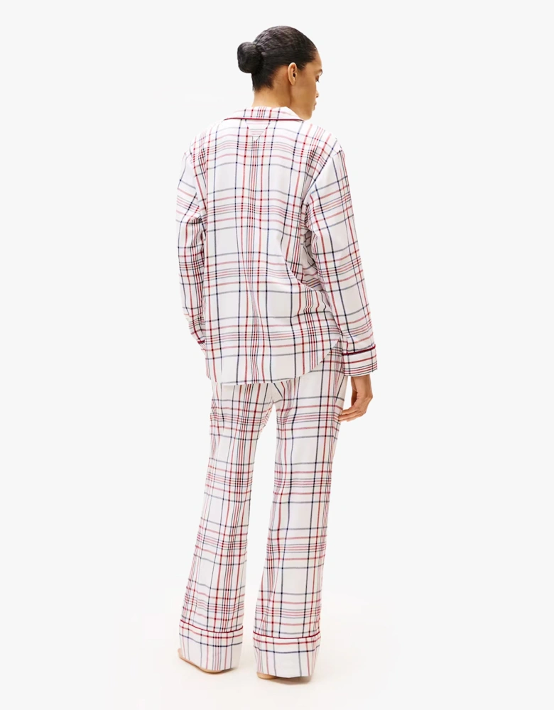 GIFT LS FLNL SHIRT S Womens Pyjama Set City Plaid Ivory Silk