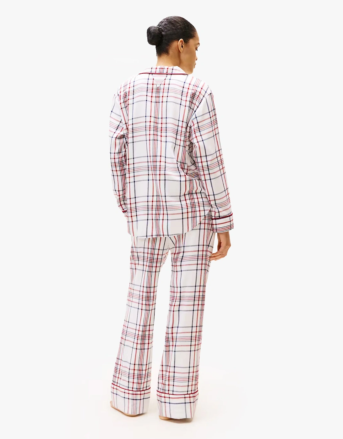 GIFT LS FLNL SHIRT S Womens Pyjama Set City Plaid Ivory Silk