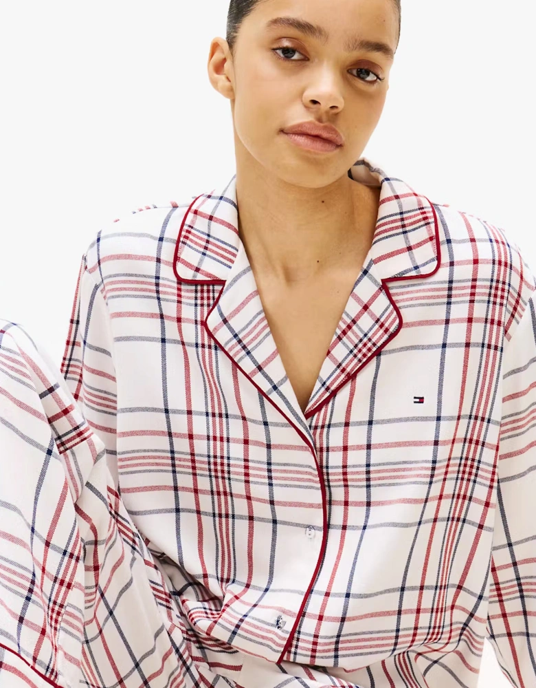 GIFT LS FLNL SHIRT S Womens Pyjama Set City Plaid Ivory Silk