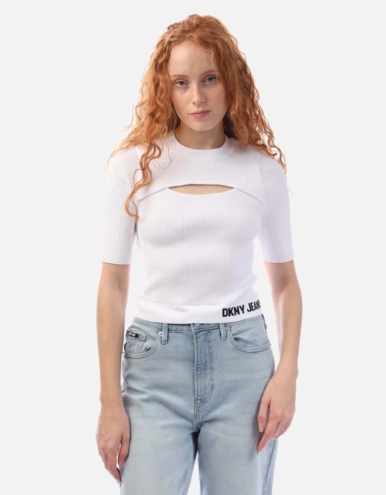 Elbow Sleeve Cut Out T-Shirt