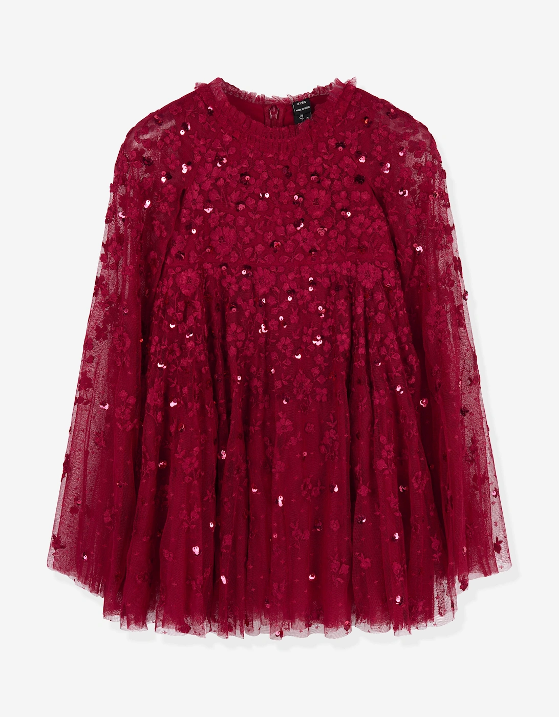 Girls Dahlia Ditsy Cape Dress in Red, 5 of 4