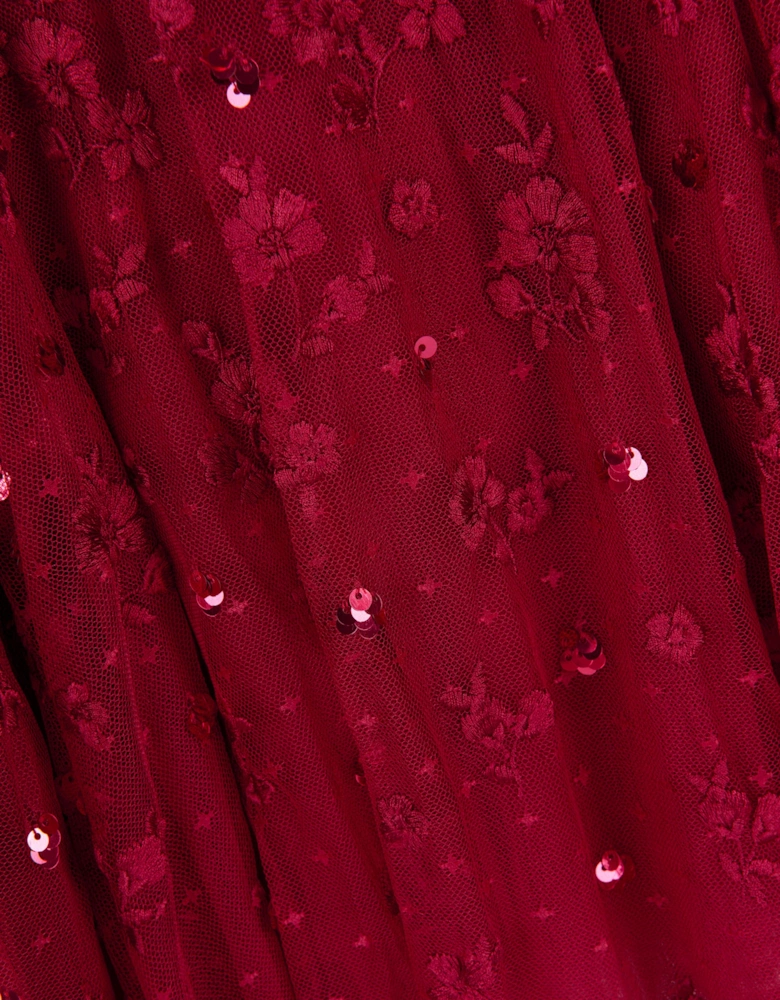 Girls Dahlia Ditsy Cape Dress in Red