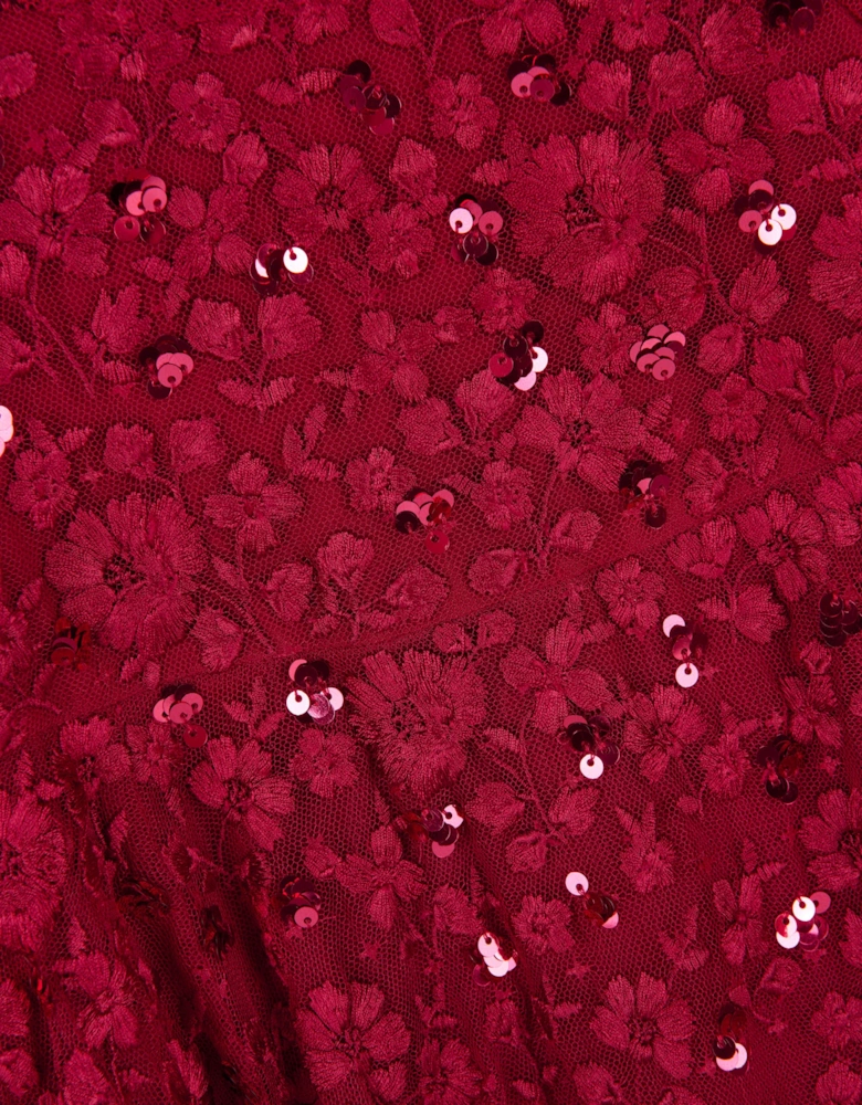 Girls Dahlia Ditsy Cape Dress in Red