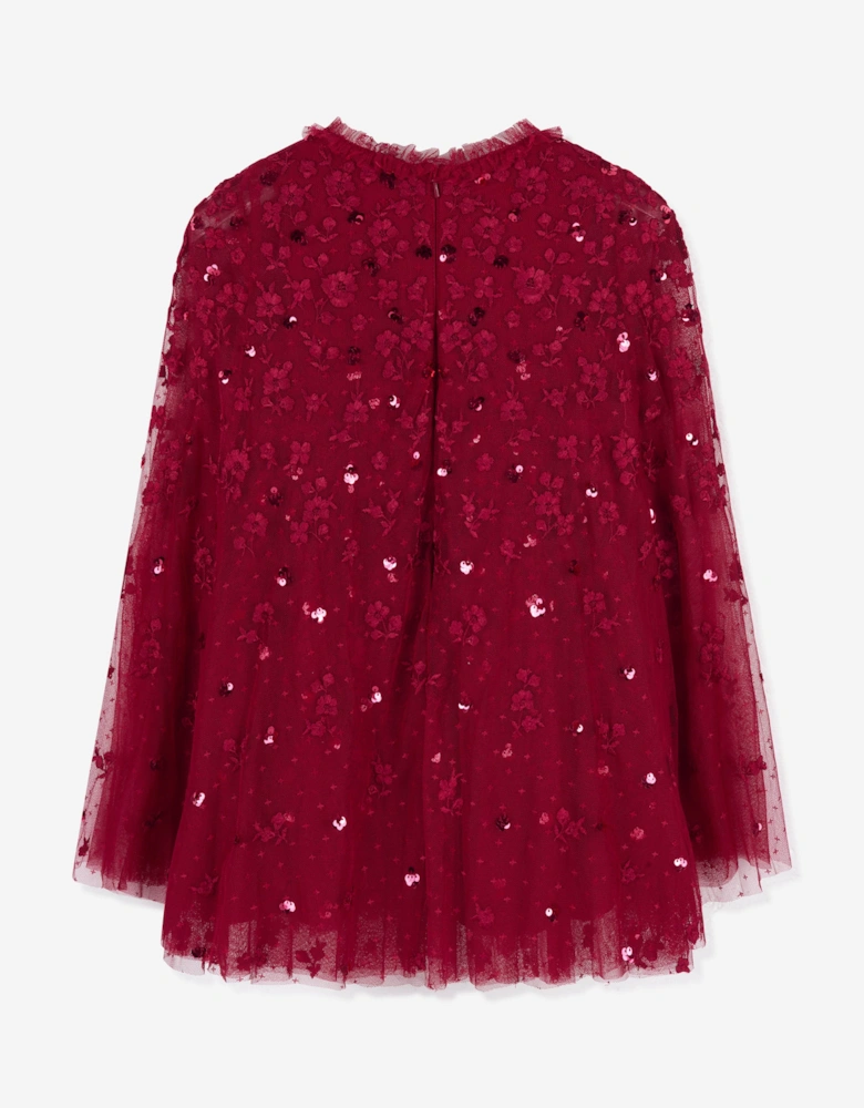 Girls Dahlia Ditsy Cape Dress in Red