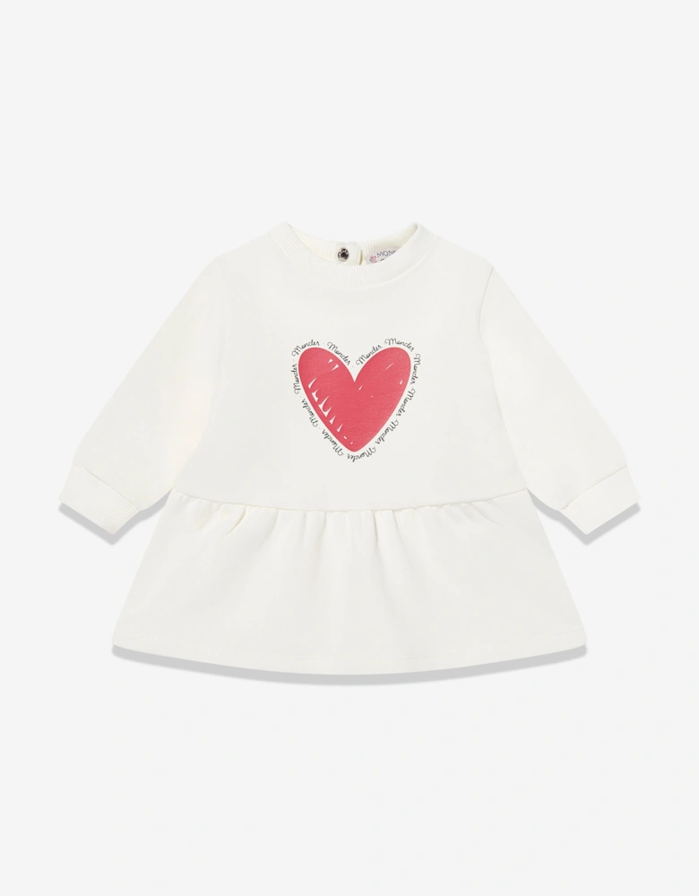 Enfant Baby Girls Heart Logo Sweater Dress in Ivory