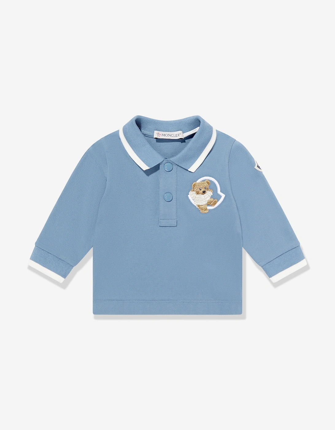 Baby Boys Long Sleeve Bear Polo Shirt in Blue, 5 of 4