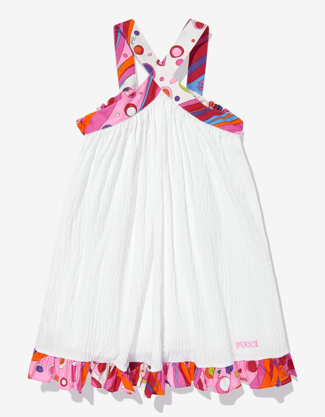 Girls Sleeveless Seersucker Dress in White, 6 of 5