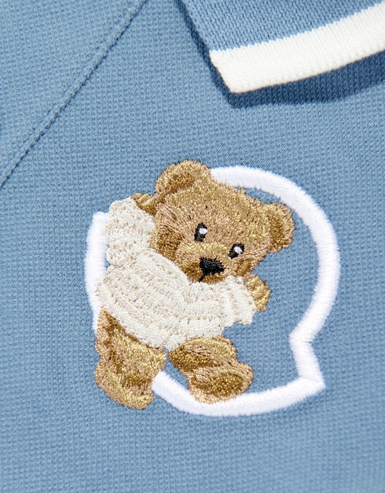 Baby Boys Long Sleeve Bear Polo Shirt in Blue