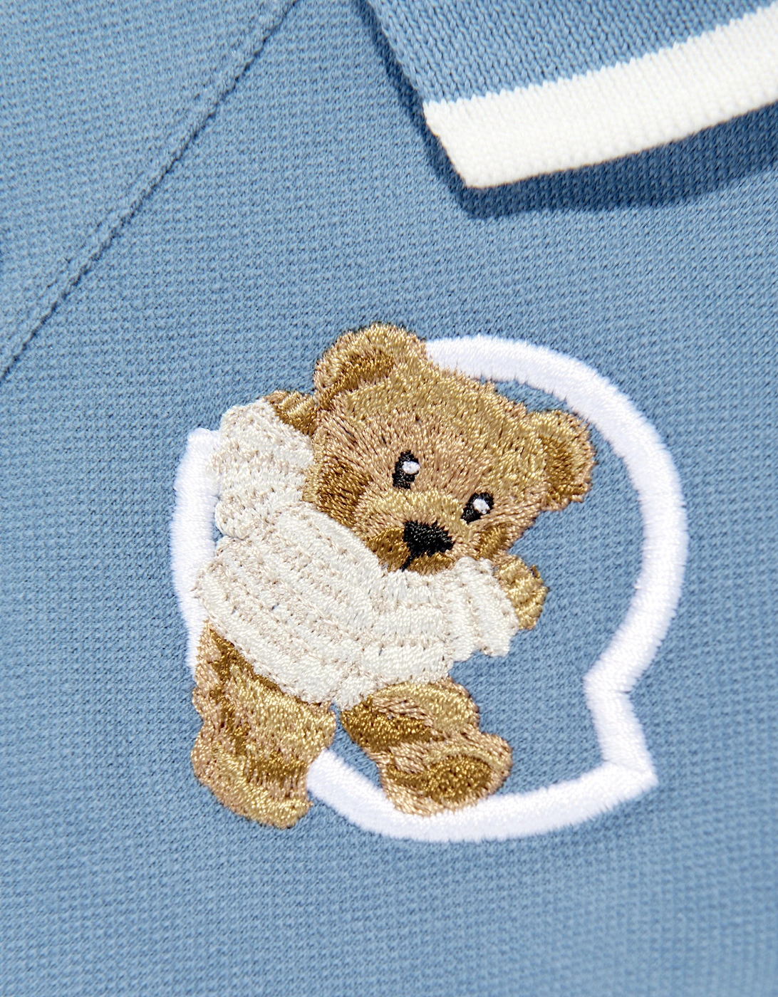 Baby Boys Long Sleeve Bear Polo Shirt in Blue