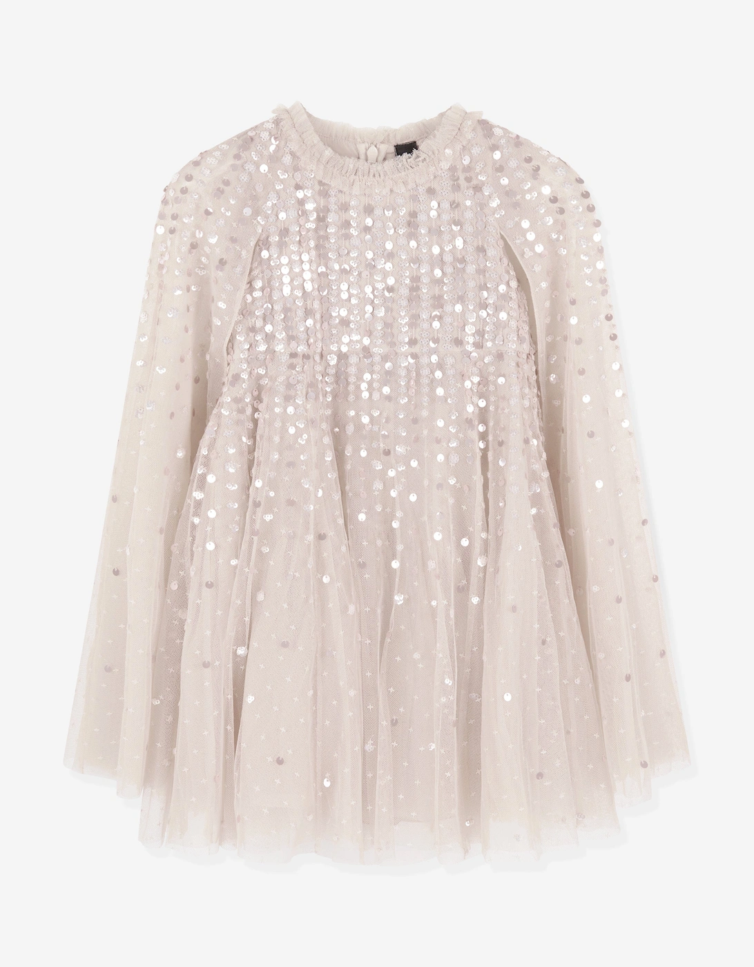 Girl's Needle & Thread Girls Moonlight Sequin Cape Dress in Ivory - Cream - Size: 7 years