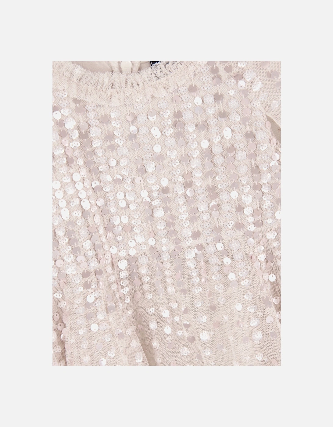 Girls Moonlight Sequin Cape Dress in Ivory
