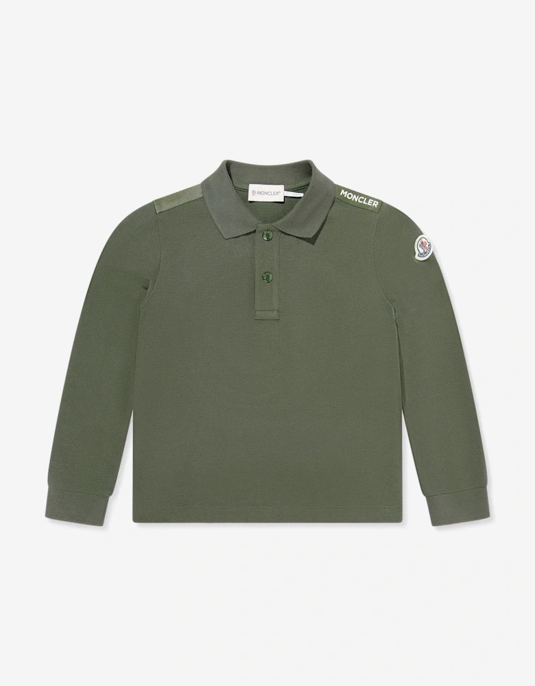 Boys Long Sleeve Polo Shirt in Green