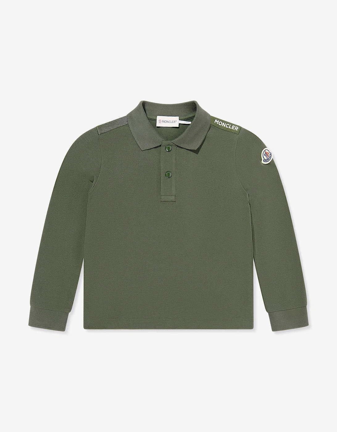 Moncler Enfant Boys Long Sleeve Polo Shirt in Green - Size: 4 years