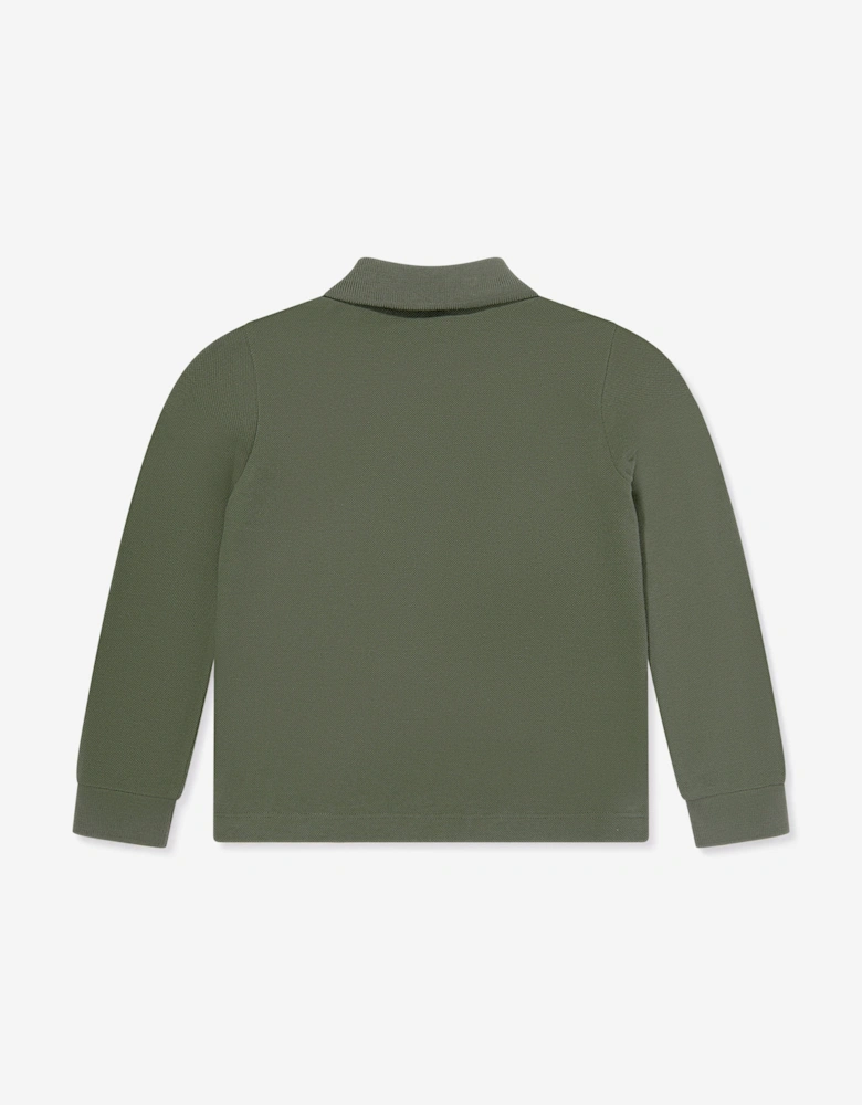 Boys Long Sleeve Polo Shirt in Green