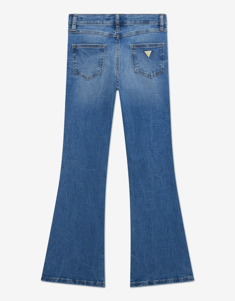 Girls Flare Stretch Rhinestone Jeans in Blue