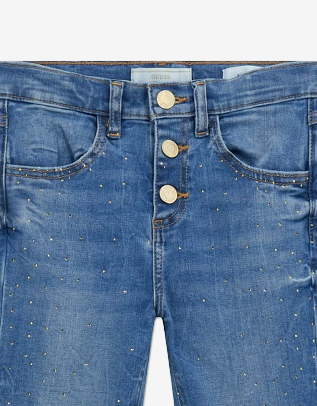 Girls Flare Stretch Rhinestone Jeans in Blue