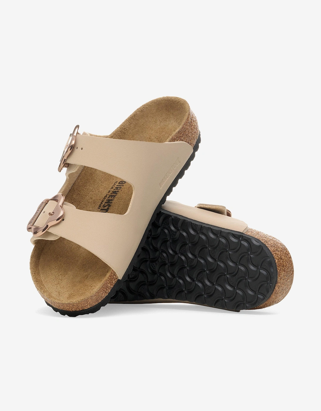 BIRKENSTOCK Girls Arizona Flower Buckle Sandals in Beige