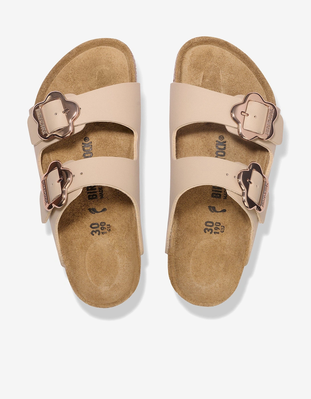 BIRKENSTOCK Girls Arizona Flower Buckle Sandals in Beige