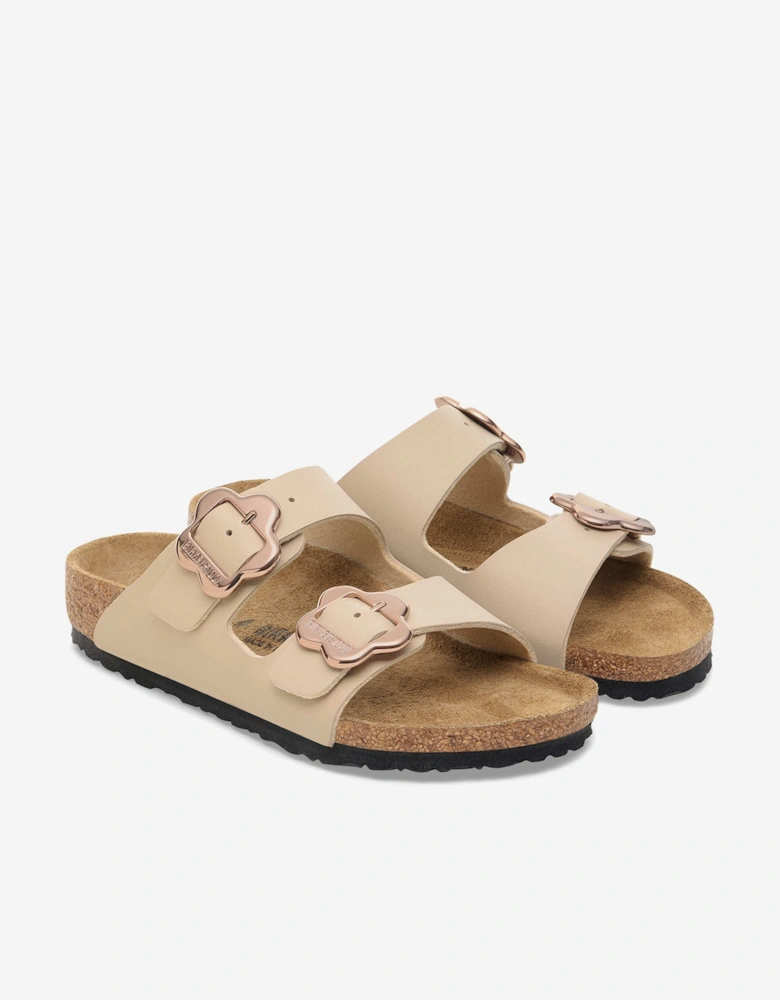 BIRKENSTOCK Girls Arizona Flower Buckle Sandals in Beige