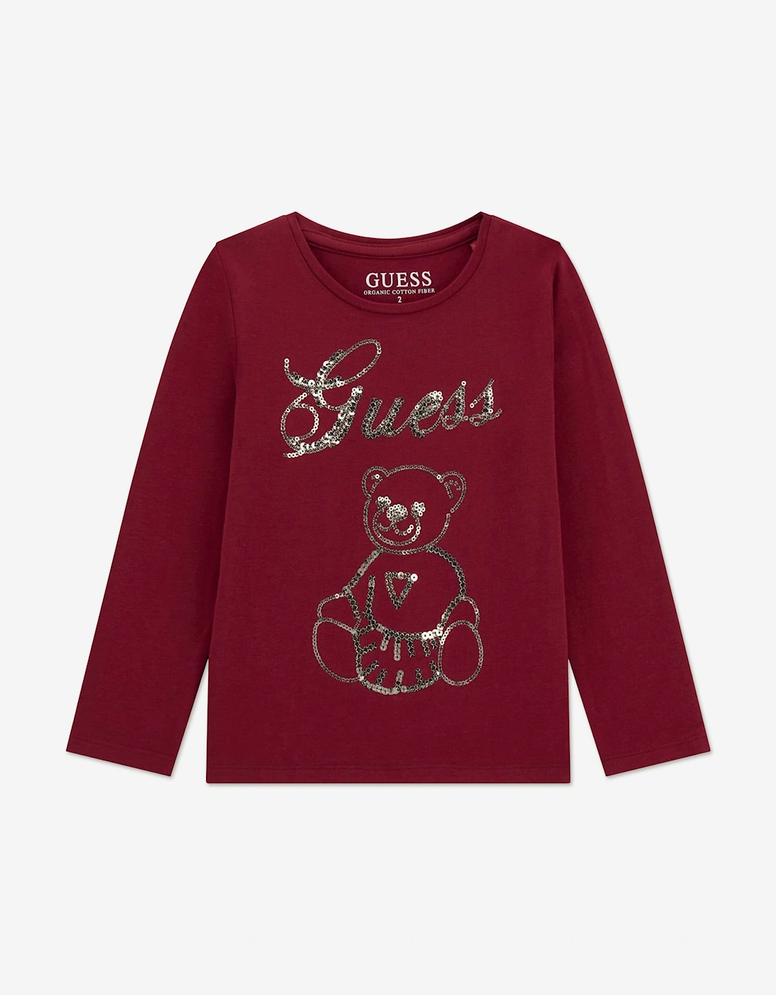 Girls Long Sleeve Bear T-Shirt in Red, 5 of 4