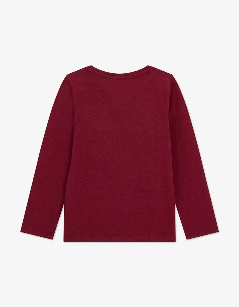 Girls Long Sleeve Bear T-Shirt in Red