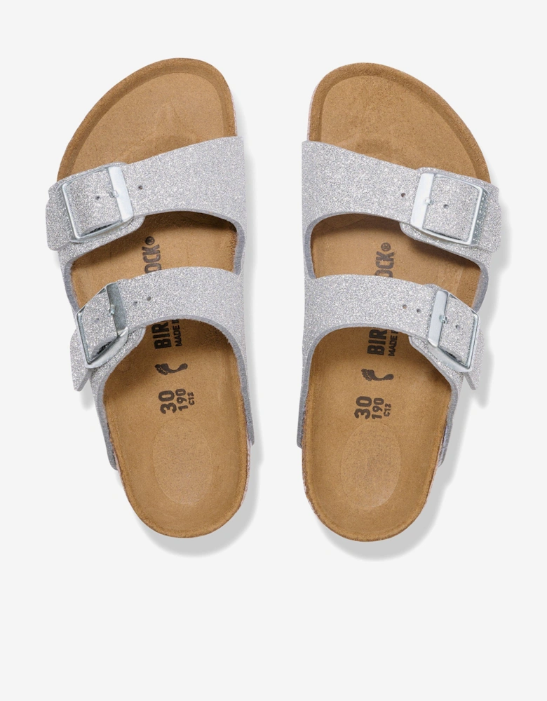 BIRKENSTOCK Girls Arizona Shiny Glitter Sandals in Silver