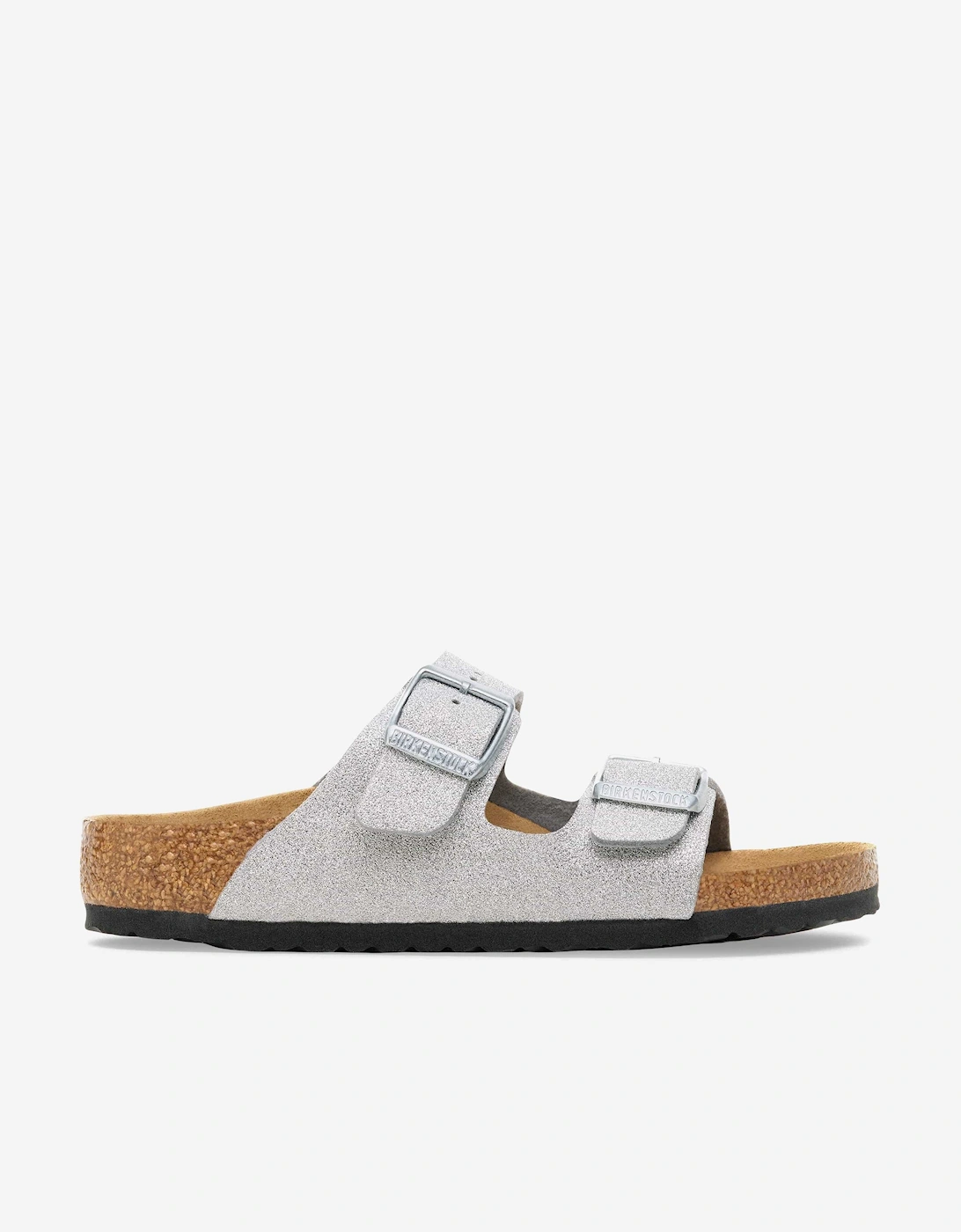 Girl's BIRKENSTOCK Girls Arizona Shiny Glitter Sandals in Silver - Size: 2.5 (older)