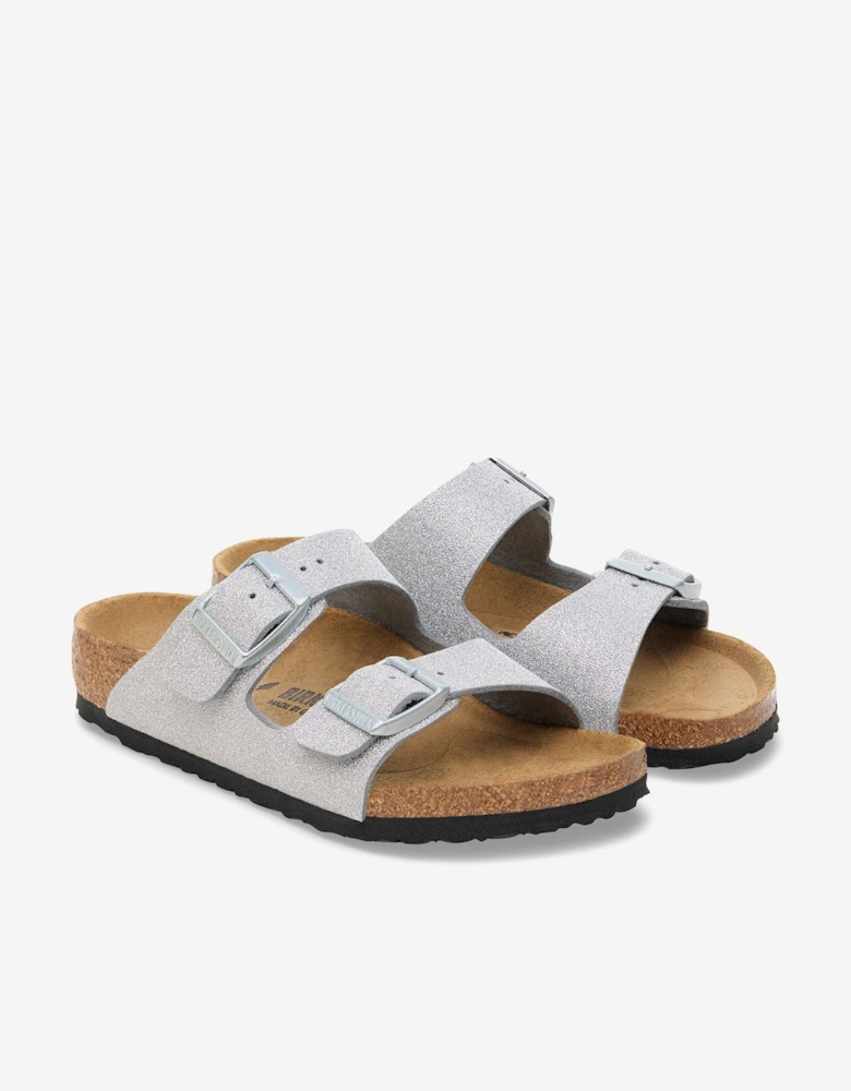 BIRKENSTOCK Girls Arizona Shiny Glitter Sandals in Silver