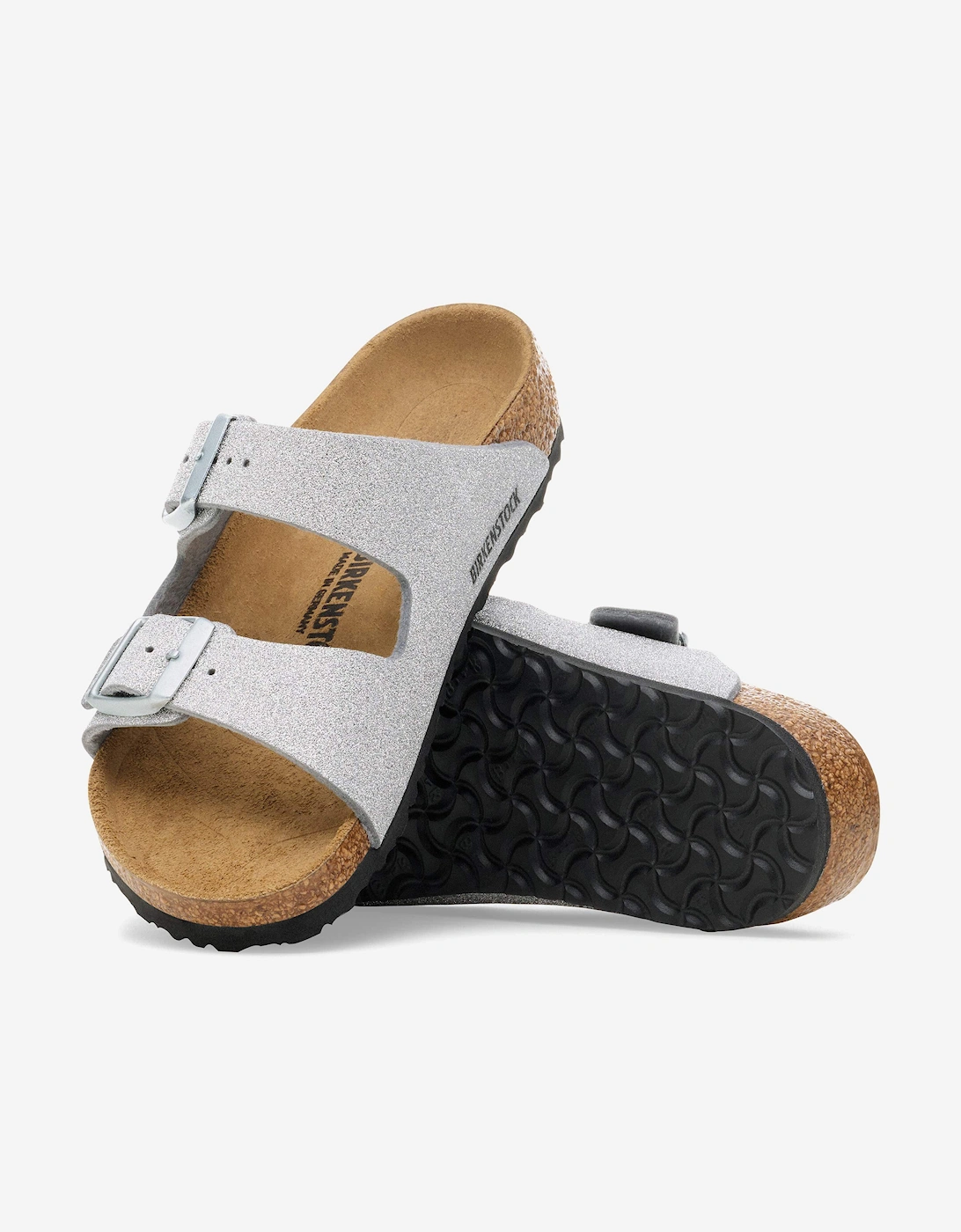 BIRKENSTOCK Girls Arizona Shiny Glitter Sandals in Silver