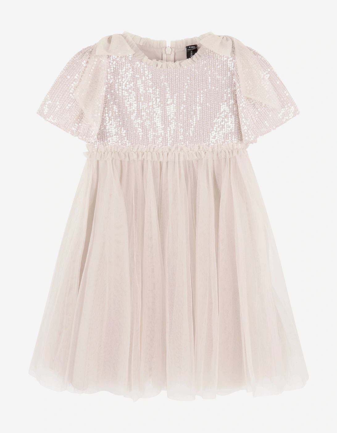 Needle & Thread Girls Paloma Bow Dress in Ivory - Cream - Size: 5 years