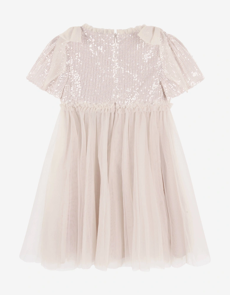 Girls Paloma Bow Dress in Ivory