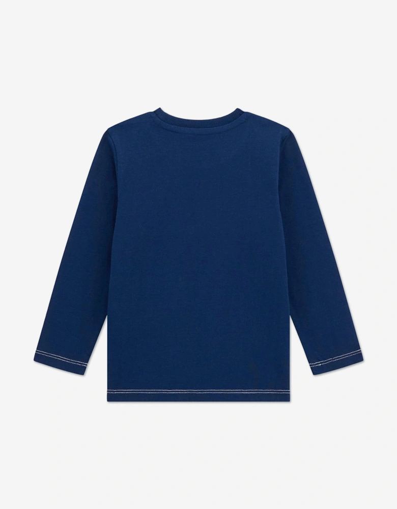 Boys Long Sleeve Logo T-Shirt in Navy