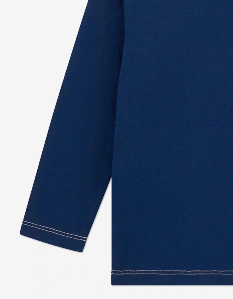 Boys Long Sleeve Logo T-Shirt in Navy