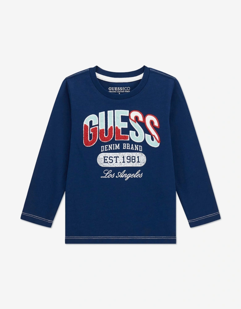 Boys Long Sleeve Logo T-Shirt in Navy