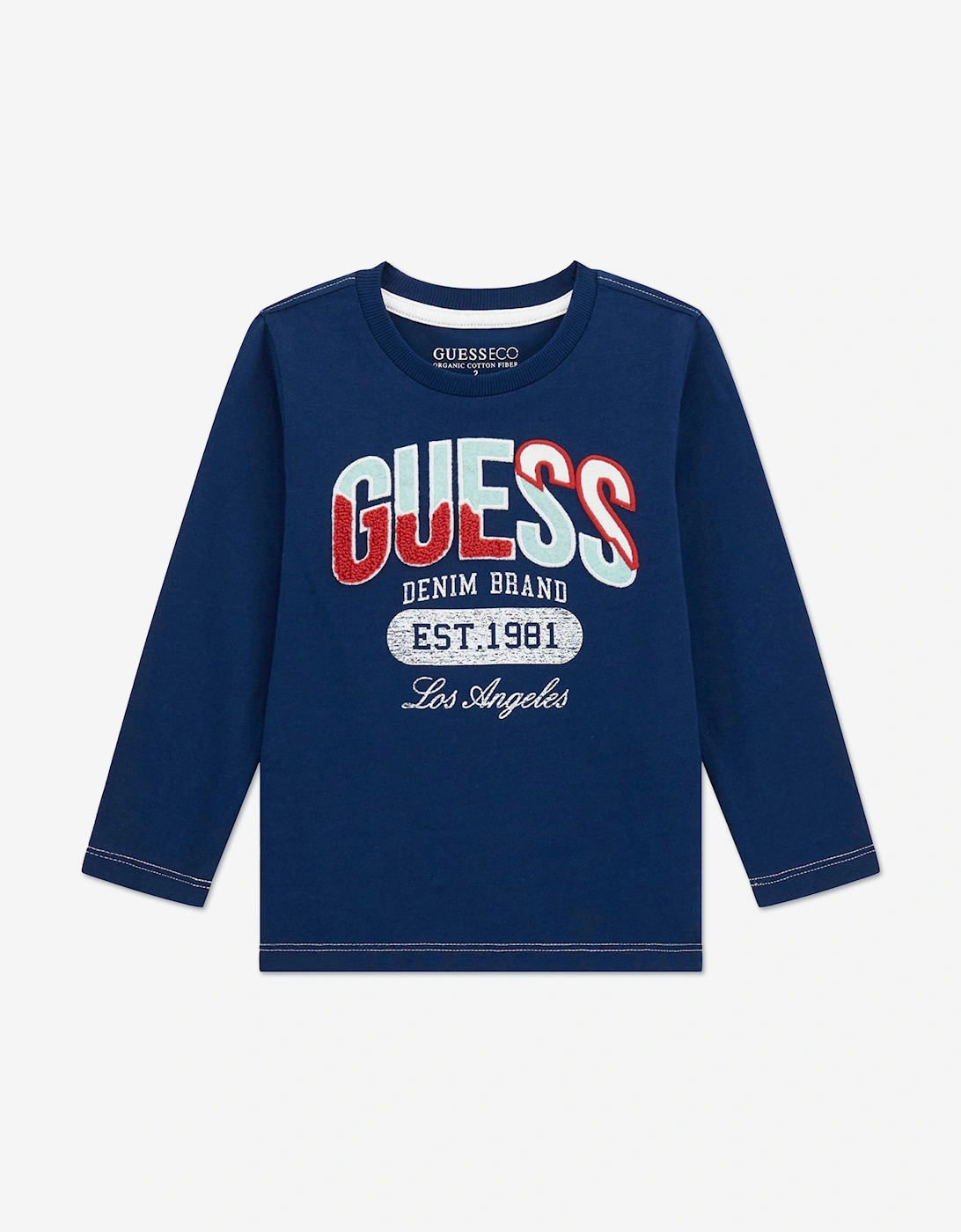 Boys Long Sleeve Logo T-Shirt in Navy, 5 of 4