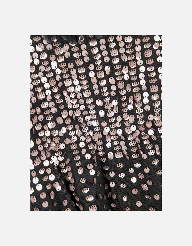Girls Moonlight Sequin Cape Dress in Beige