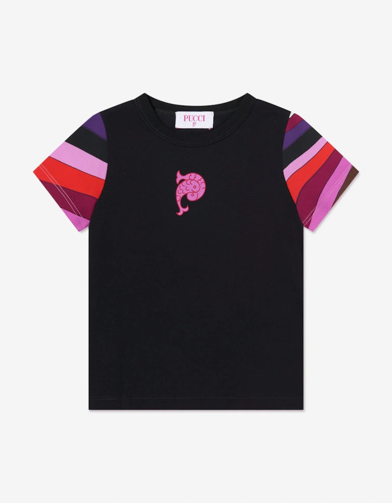 Girls Fish Logo T-Shirt in Black