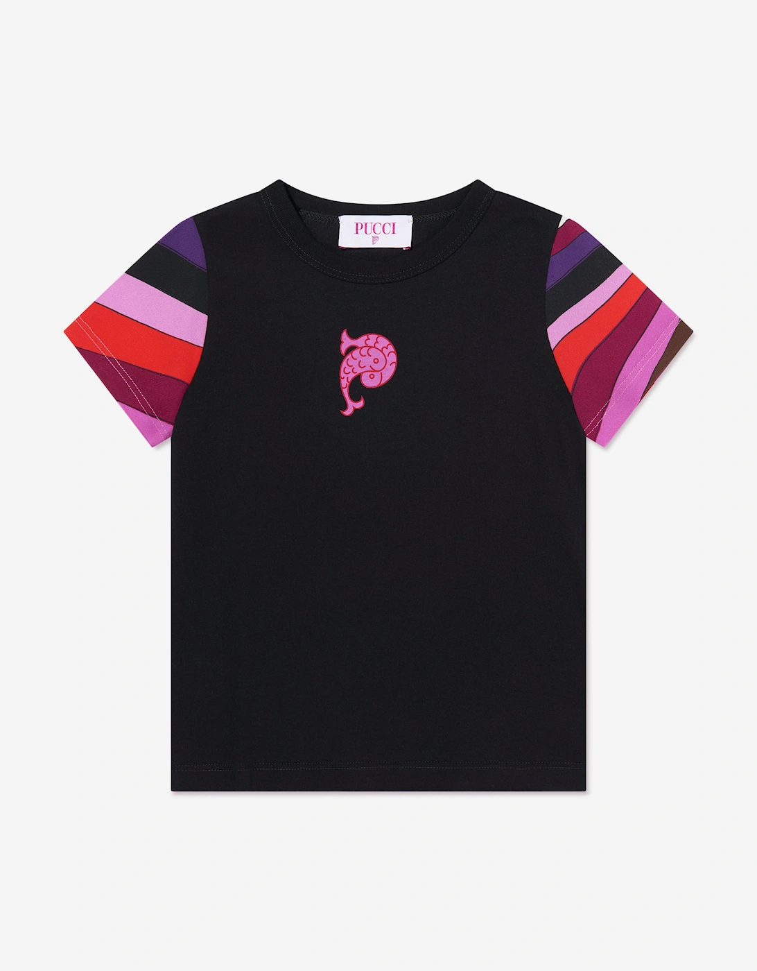 Girls Fish Logo T-Shirt in Black, 5 of 4