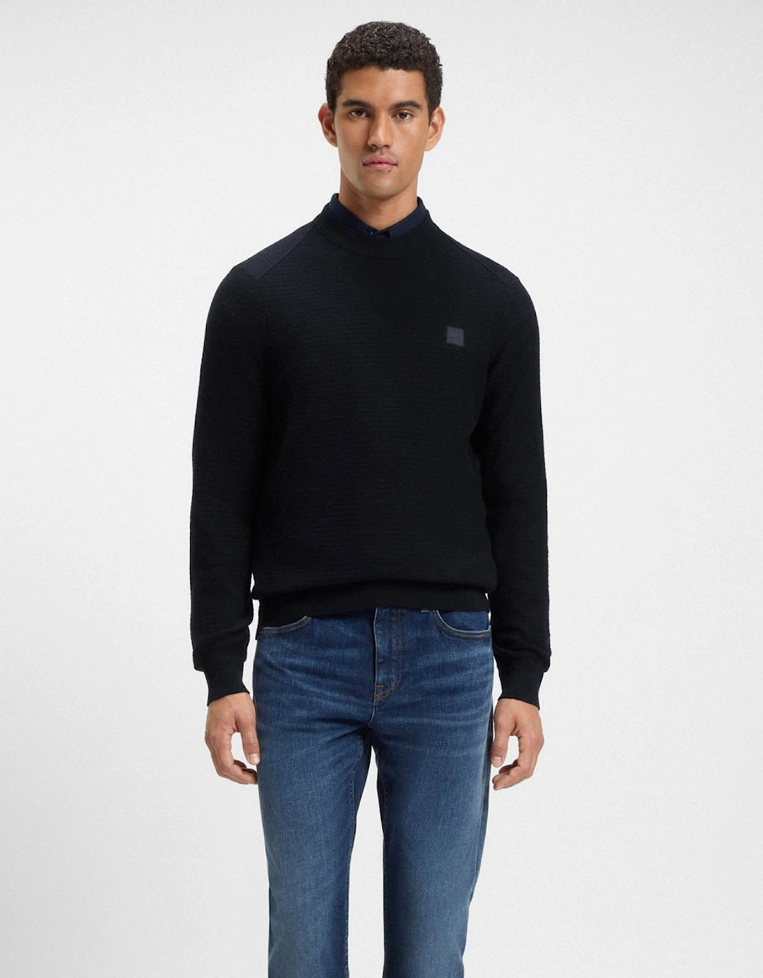 BOSS Orange Anion S Mens Crew Neck Jumper - Dark Blue 404